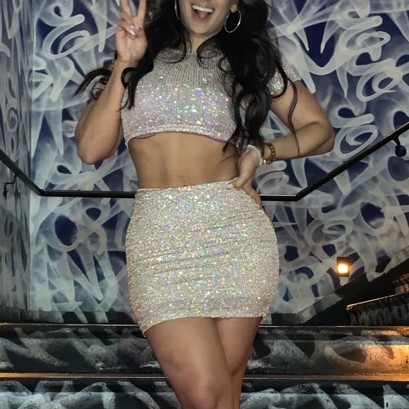 Born to sparkle sequin skirt set Clearance